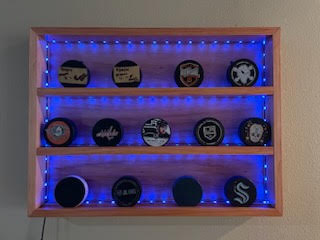 Premium Handcrafted - Hockey Puck Display Case, Large Size (18 Puck)