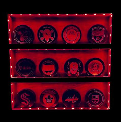 Premium Handcrafted - Hockey Puck Display Case, Standard Size (12 Puck)