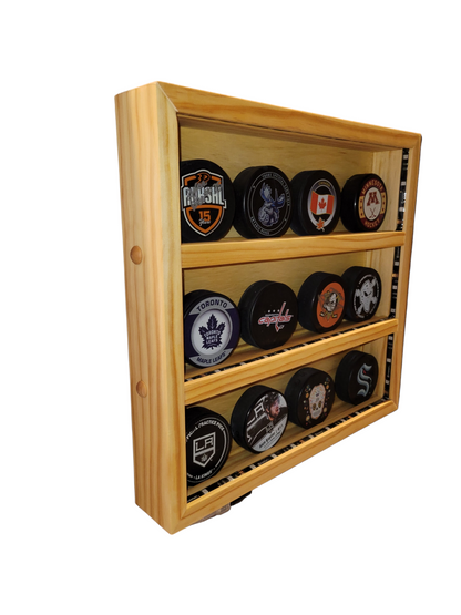 Premium Handcrafted - Hockey Puck Display Case, Standard Size (12 Puck)