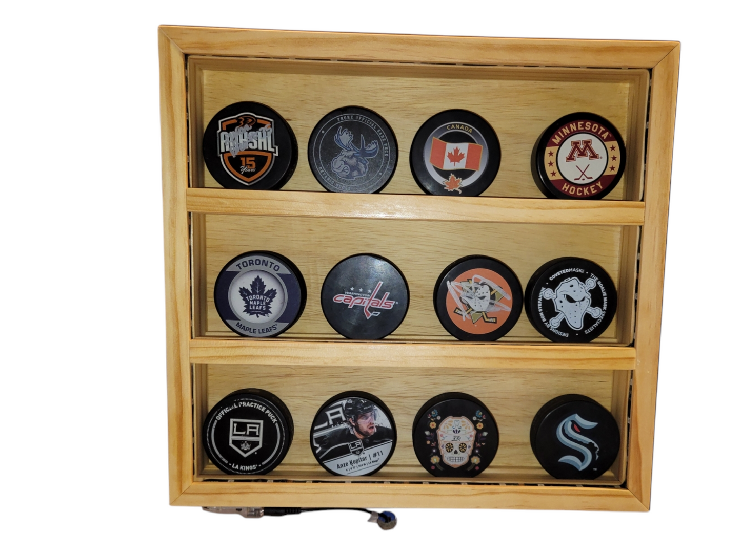 Premium Handcrafted - Hockey Puck Display Case, Standard Size (12 Puck)