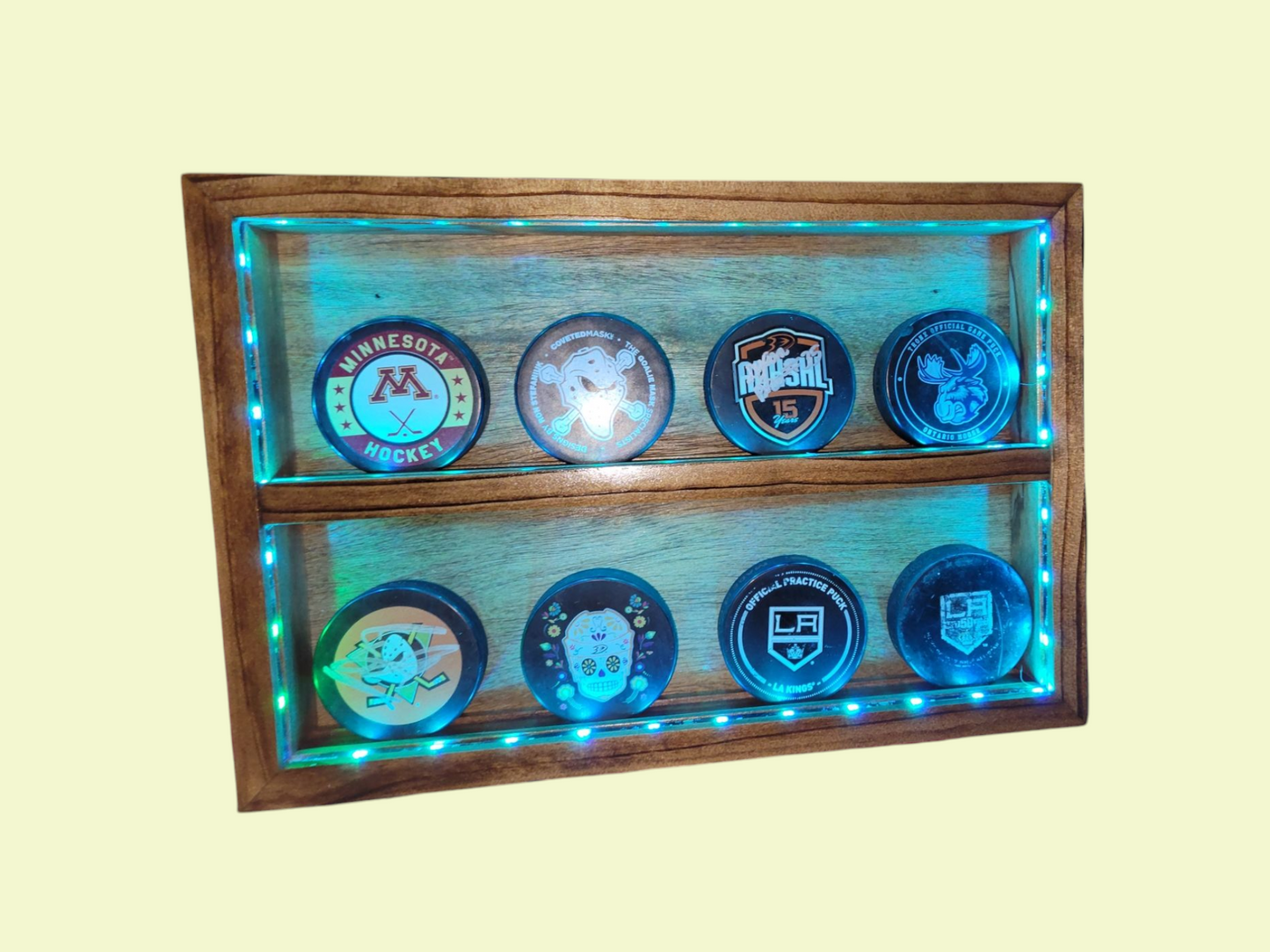 Premium Handcrafted - Hockey Puck Display Case, Compact Size (8 Puck)