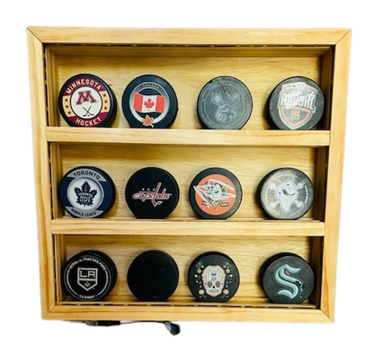 Premium Handcrafted - Hockey Puck Display Case, Standard Size (12 Puck)