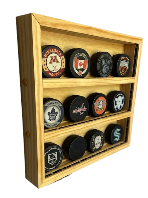 Premium Handcrafted - Hockey Puck Display Case, Standard Size (12 Puck)