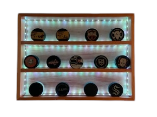 Premium Handcrafted - Hockey Puck Display Case, Large Size (18 Puck)