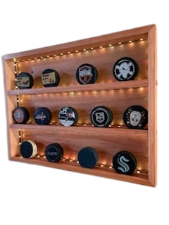 Premium Handcrafted - Hockey Puck Display Case, Large Size (18 Puck)