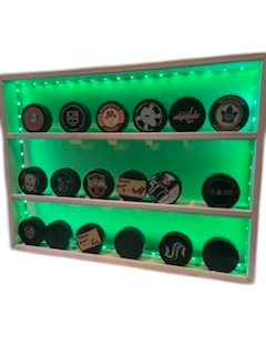 Premium Handcrafted - Hockey Puck Display Case, Large Size (18 Puck)
