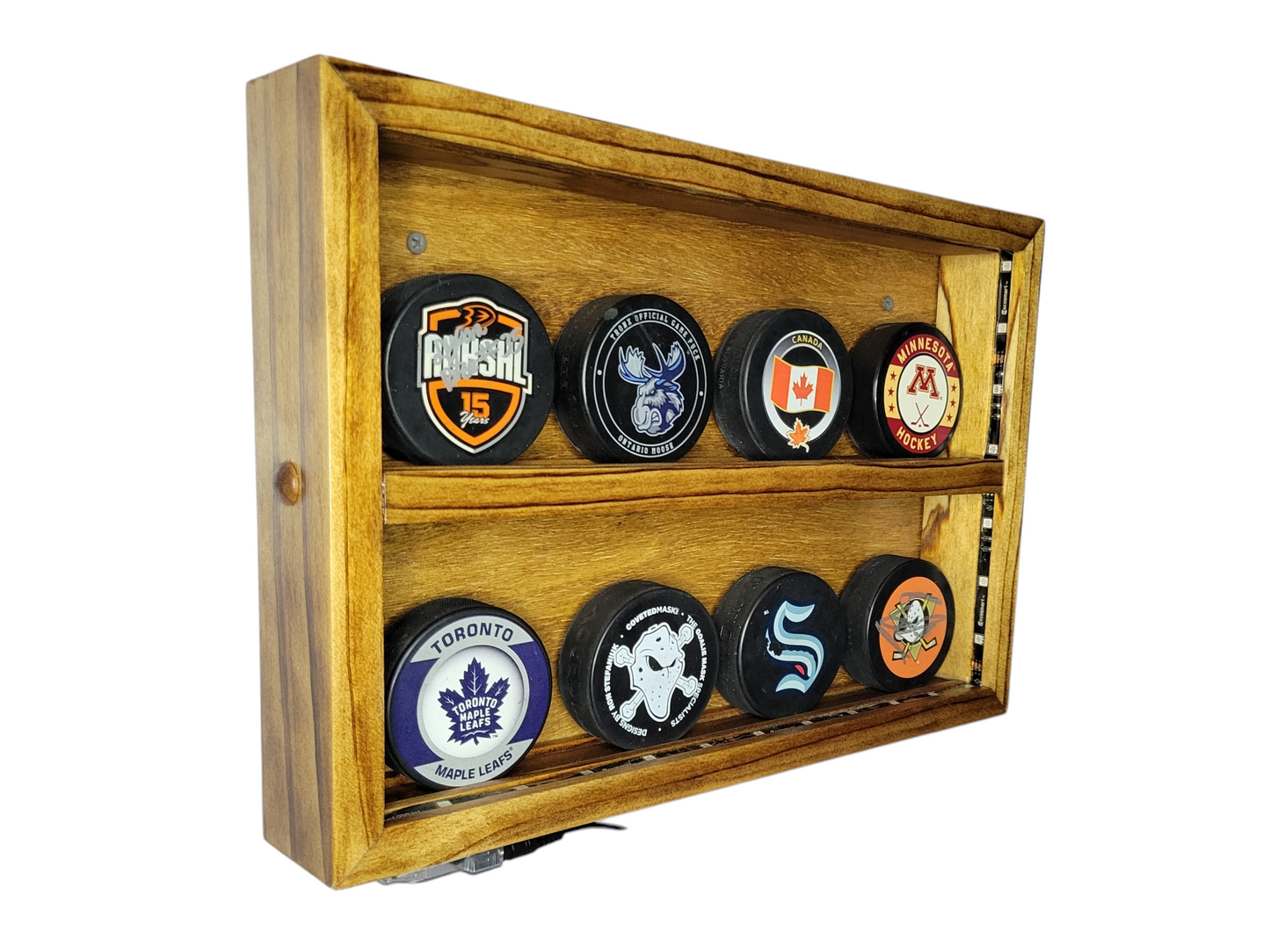 Premium Handcrafted - Hockey Puck Display Case, Compact Size (8 Puck)