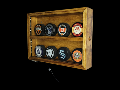 Premium Handcrafted - Hockey Puck Display Case, Compact Size (8 Puck)