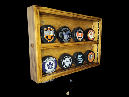 Premium Handcrafted - Hockey Puck Display Case, Compact Size (8 Puck)