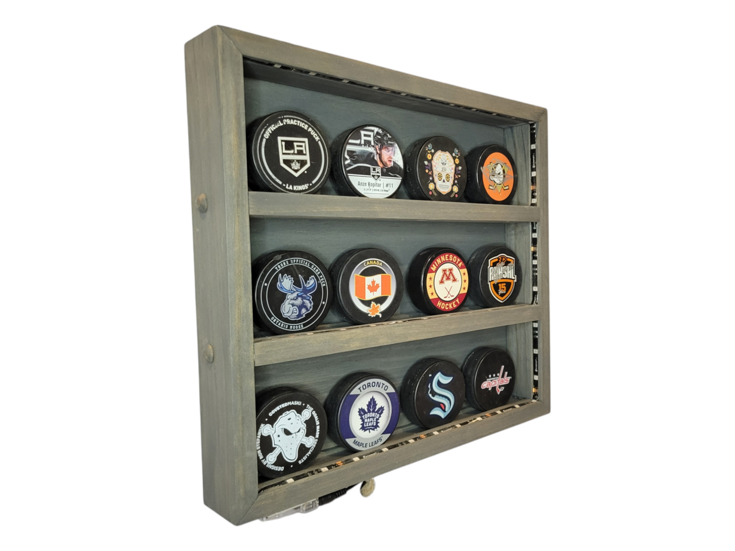 Premium Handcrafted - Hockey Puck Display Case, Standard Size (12 Puck)
