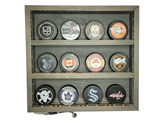 Premium Handcrafted - Hockey Puck Display Case, Standard Size (12 Puck)