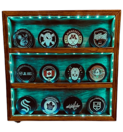 Premium Handcrafted - Hockey Puck Display Case, Standard Size (12 Puck)