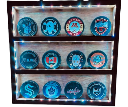 Premium Handcrafted - Hockey Puck Display Case, Standard Size (12 Puck)