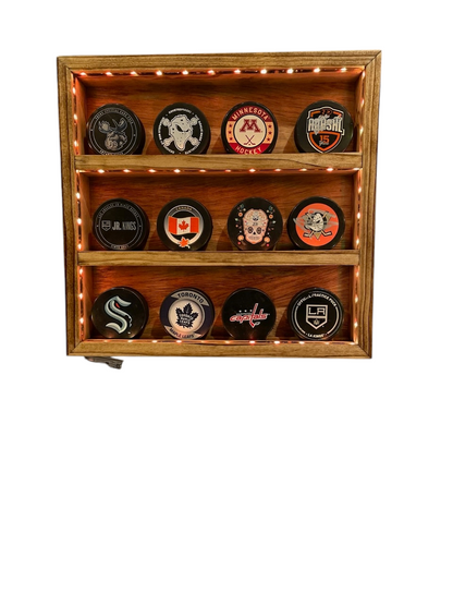 Premium Handcrafted - Hockey Puck Display Case, Standard Size (12 Puck)