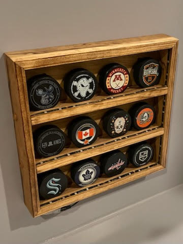 Premium Handcrafted - Hockey Puck Display Case, Standard Size (12 Puck)